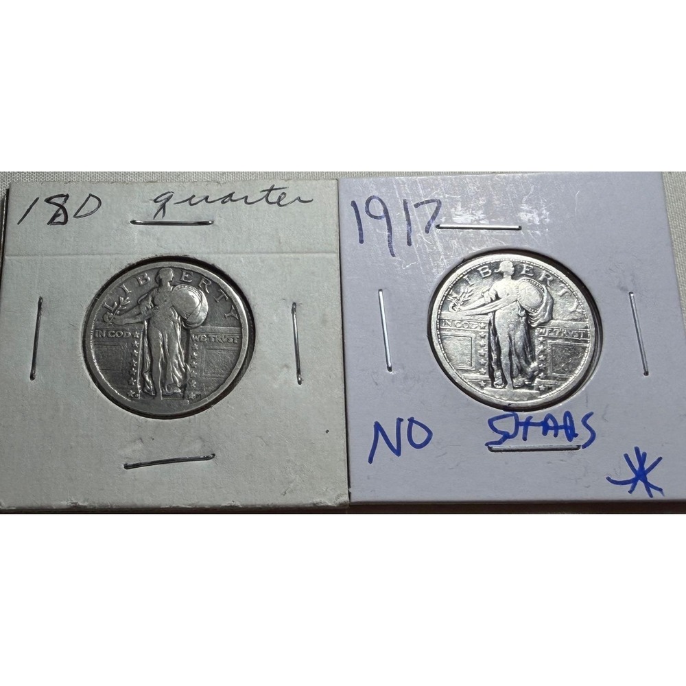 1917 Type 1 Standing Liberty Quarter & Early Date Silver Quarter Lot US Coins‎